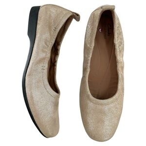 Clarks Unstructured Metallic Gold Leather Ballet Flats